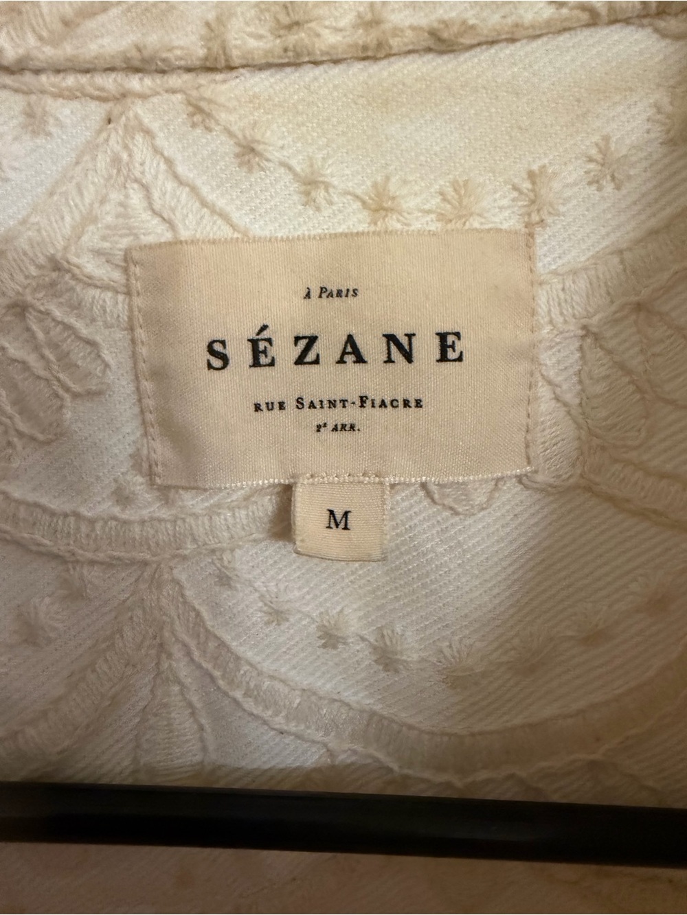 Sézane Cream Embroidered Will Jacket / Chore Coat - Picture 2 of 4